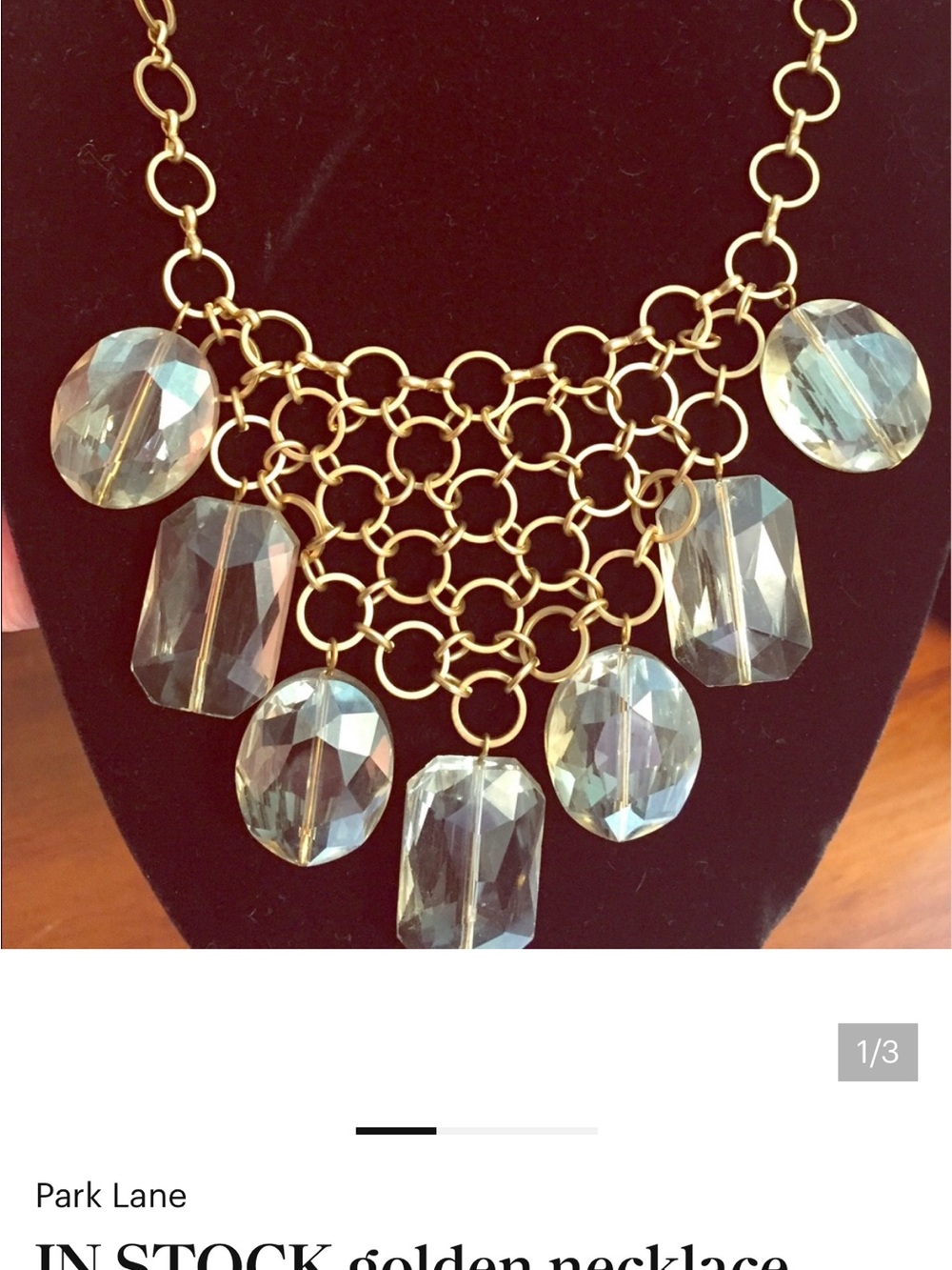 Park Lane Gold-Tone Necklace with Pale Blue Crystal Drops